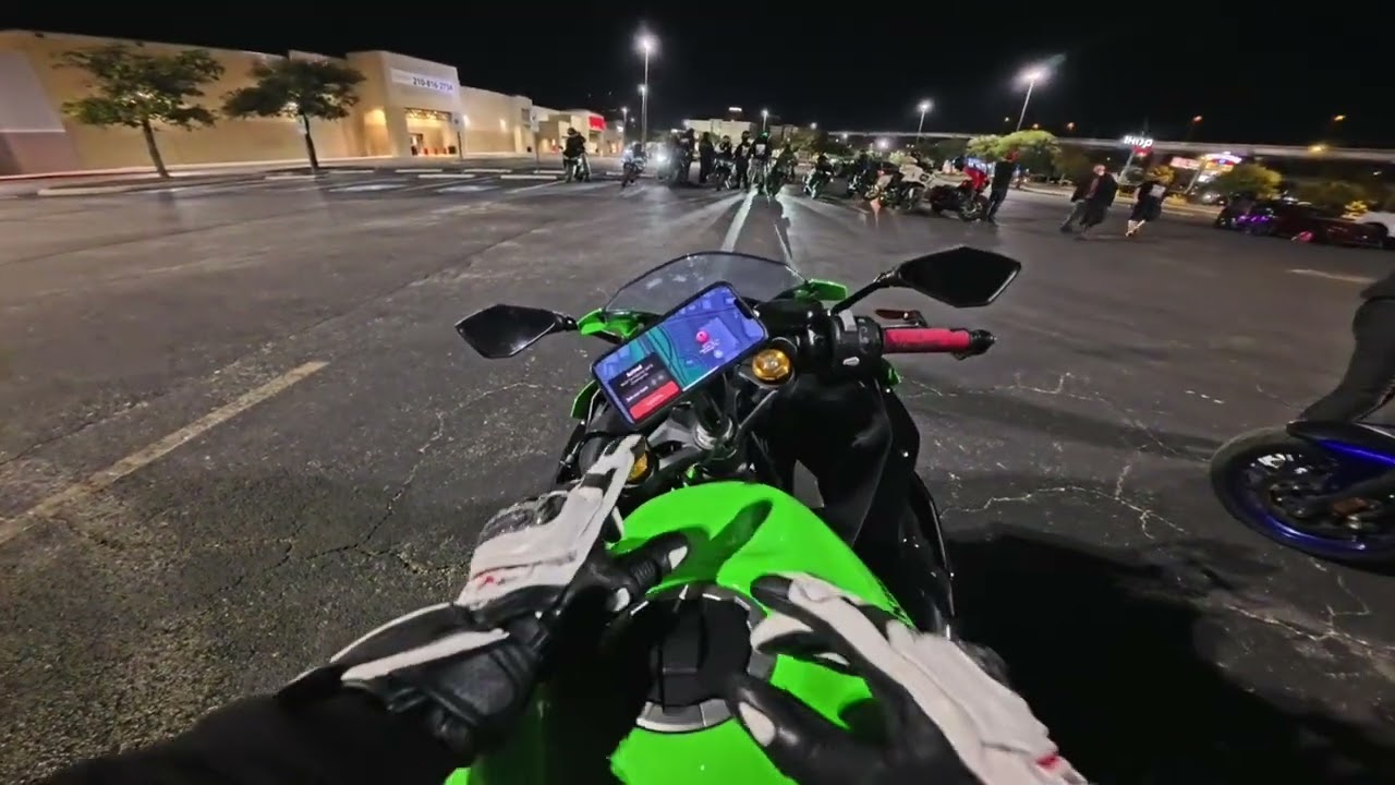Ride to motorcycle night and back. Pure engine sound. ASMR