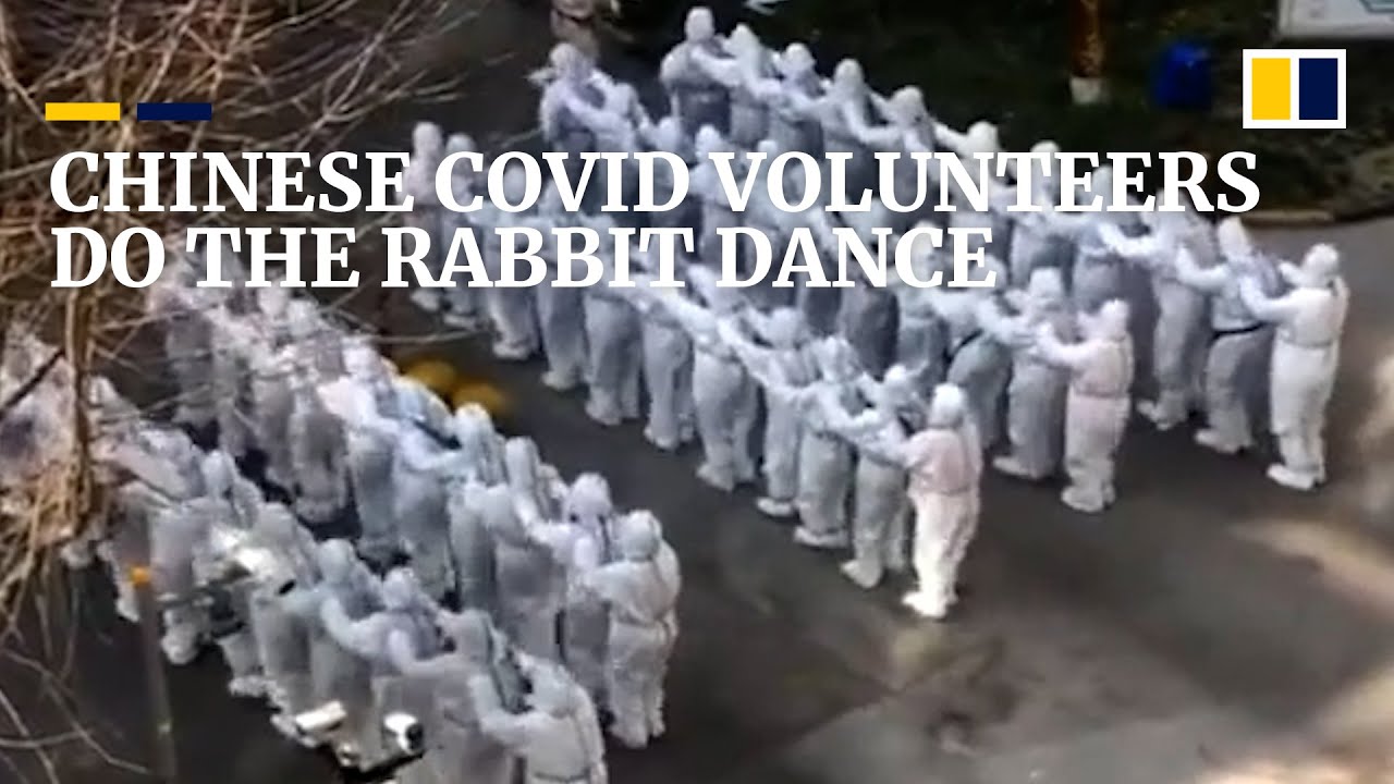Rabbit dance goes viral as Chinese Covid-19 volunteers work around the clock amid a new surge