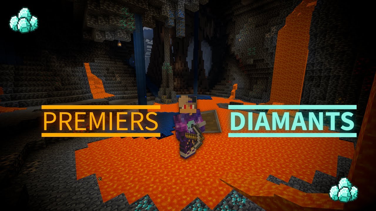Premiers DIAMANTS de l'aventure et exploration de la CAVE ⛏️⛏️⛏️