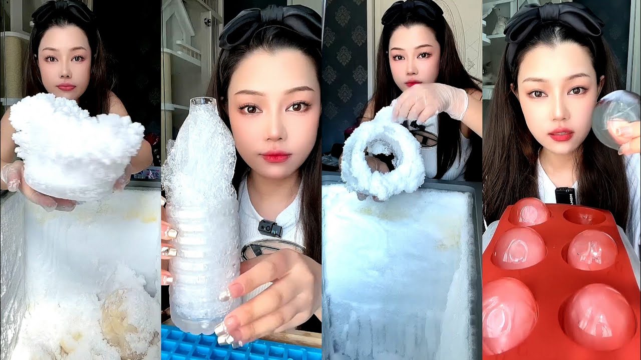 SOLO SUN GIRL / ASMR THIN ICE EATING / HARD ICE / ICE CUBE / WHITE ICE / FREEZER FROST