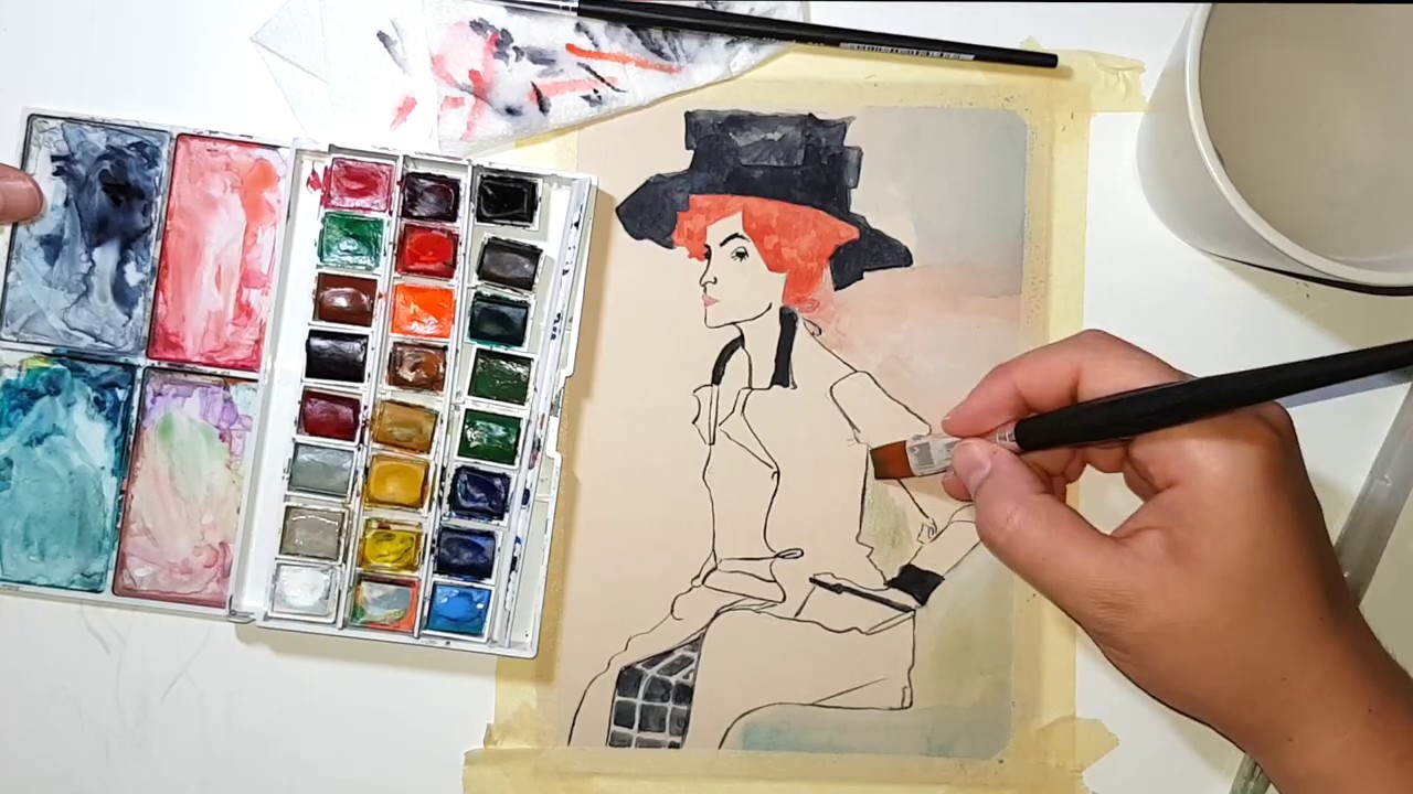 02. speed drawing/painting: egon schiele -portrait of a woman
