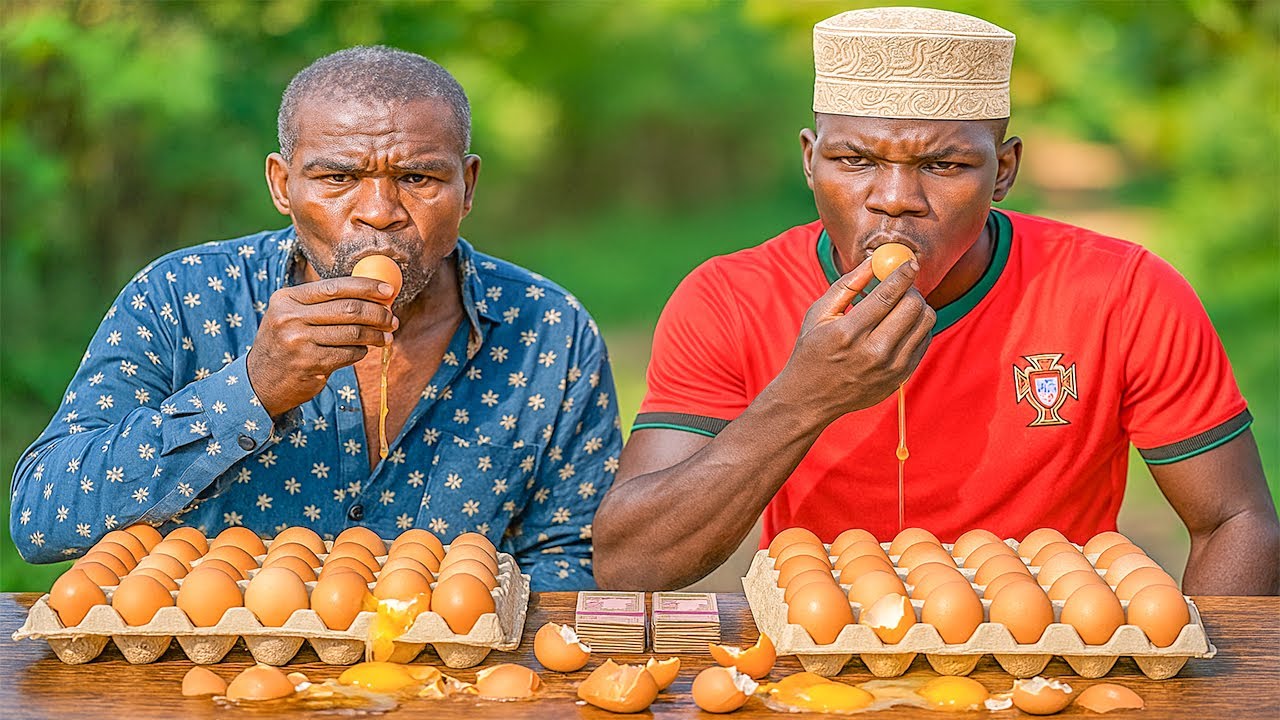 Grandpa Said He Can Beat Me at Eating 30 Raw Eggs...So We Tried (Winner Gets TZS 50,000) 🥚💰