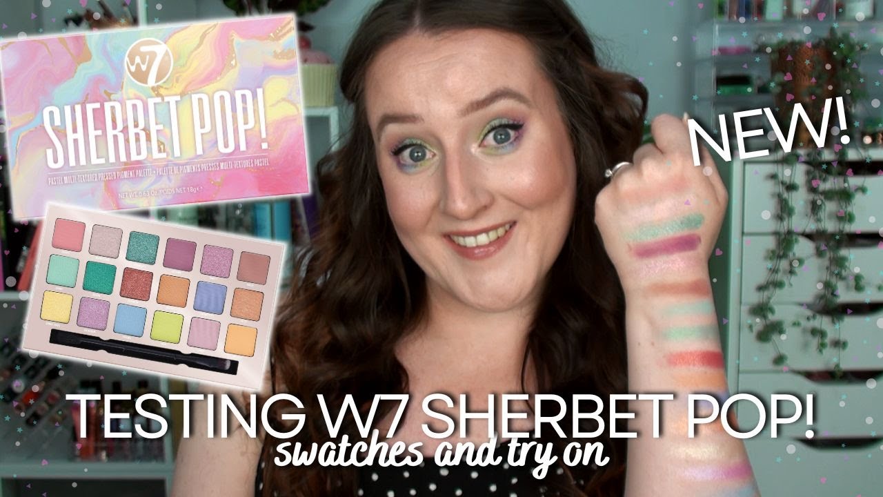 TESTING *NEW* W7 SHERBET POP EYESHADOW PALETTE! - Swatching & First Impression - Pastel Makeup Look!