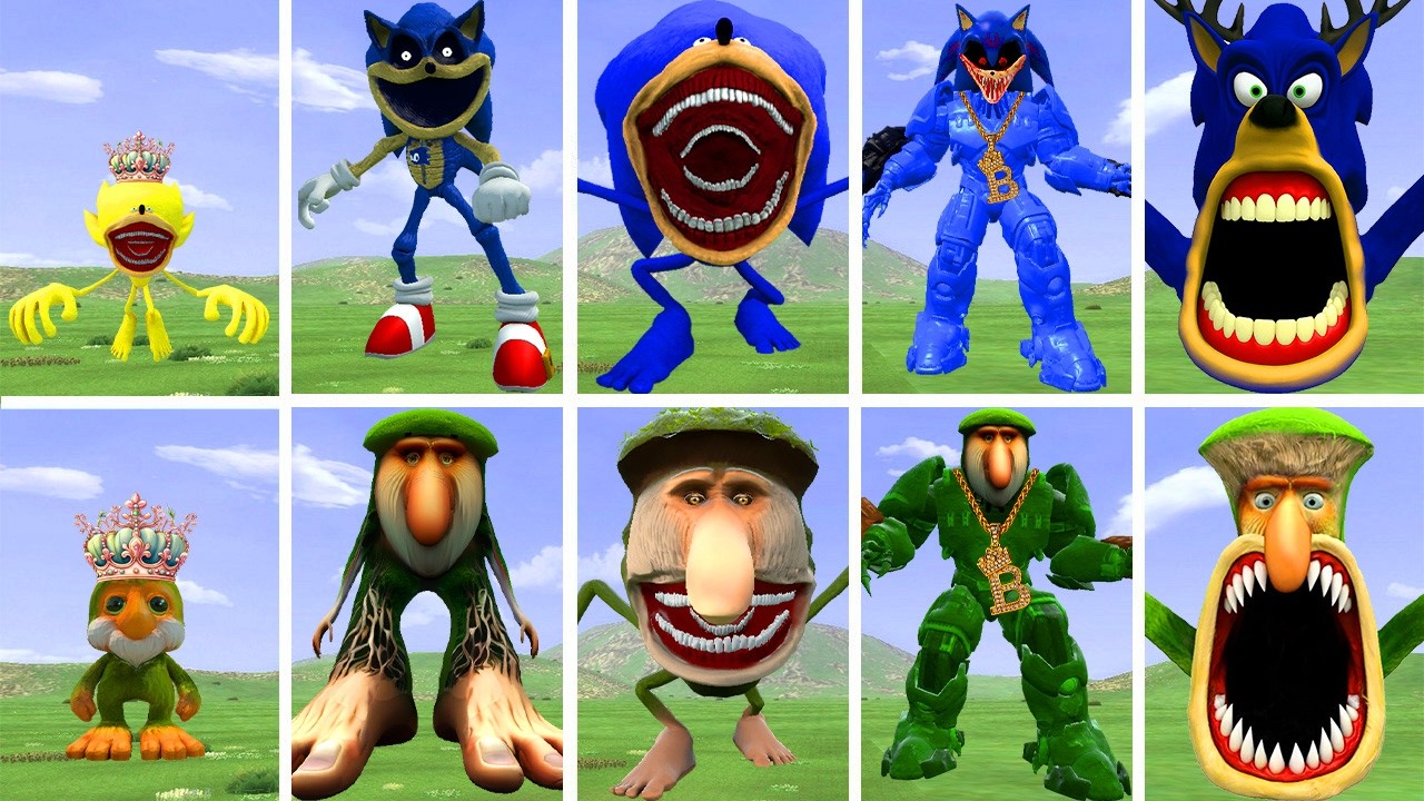 ALL NEW EVOLUTIONARY FORMS OF THE SONIC EXE FAMILY VS THE BRR PATAPIM FAMILY IN GARRY'S MOD!