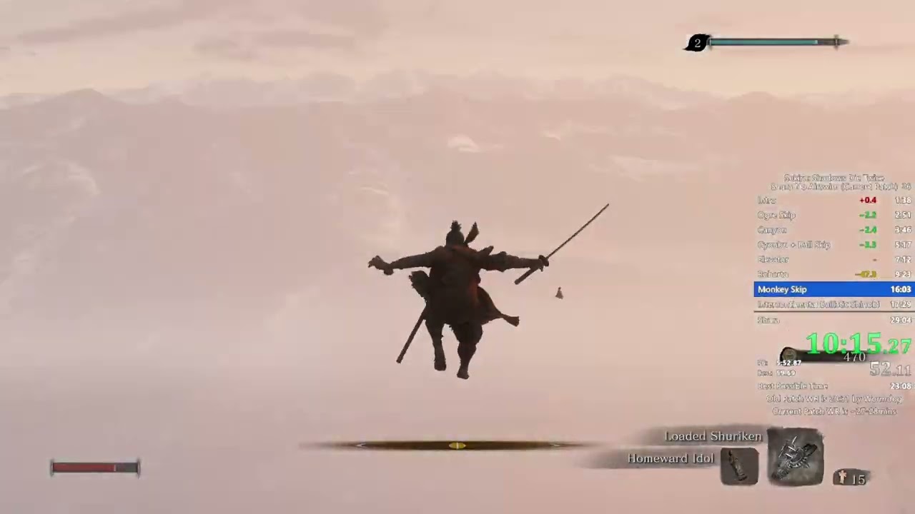 Sekiro No Airswim Speedrun in 23:08 (Current Patch World Record)