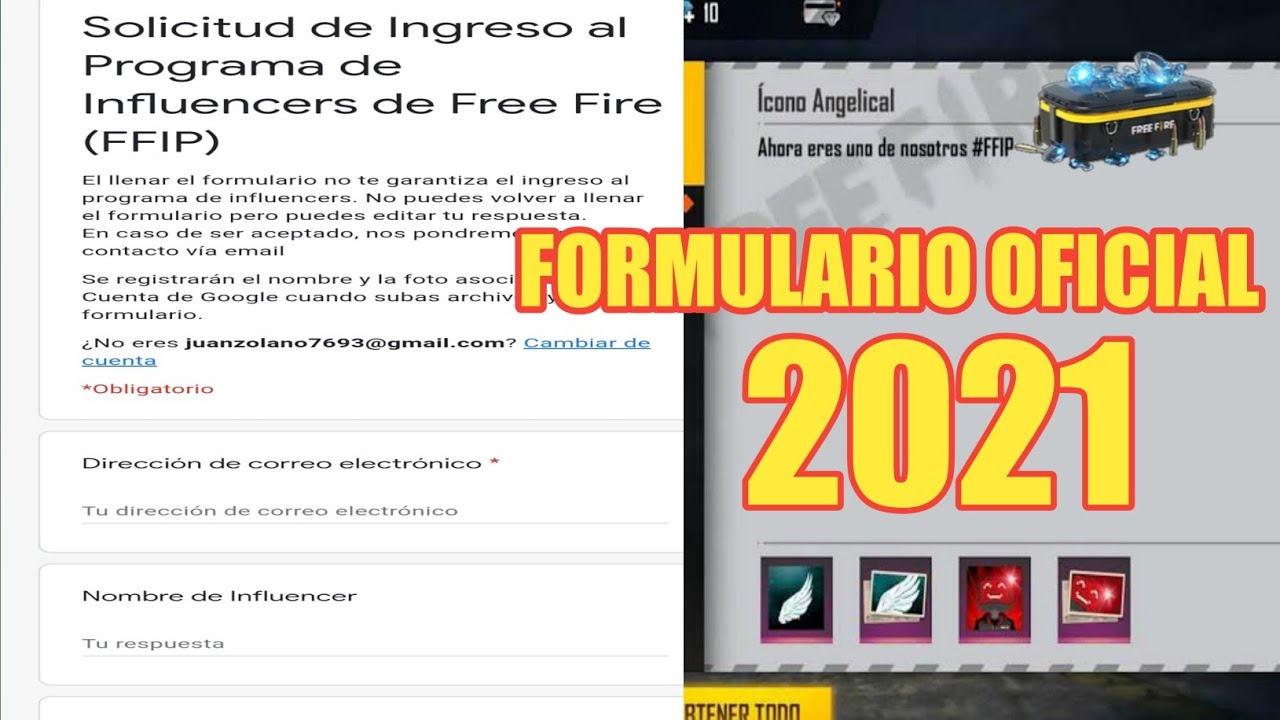 FORMULARIO PARA SER INFLUENCER DE GARENA FREEFIRE 2024 ✅ FORMULARIO GRUPO DE INFLUENCERS FREEFIRE