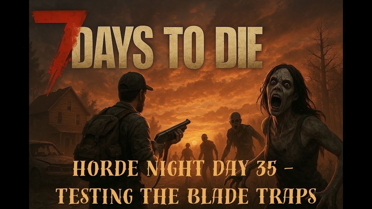 Horde Night Day 35 - Testing the Blade Traps - 7 Days To Die 2.0