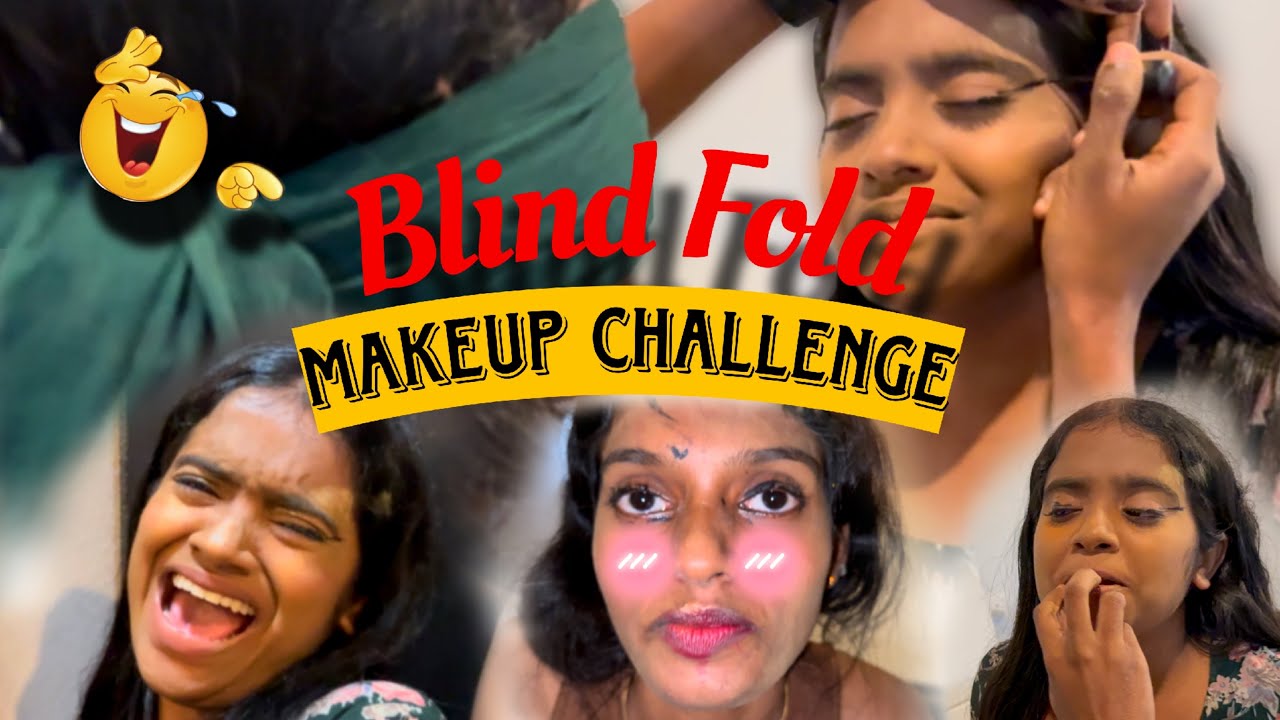 BLIND FOLD MAKEUP CHALLENGE 😂With @Rakshita_Talks  #tulu #makeup #makeupchallenge #udupi #mangalore