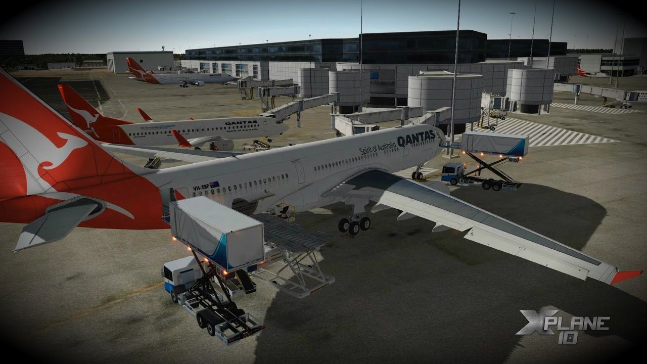 X PLANE 10 Full Approach ILS Landing Qantas a330 Sydney - NO MUSIC -