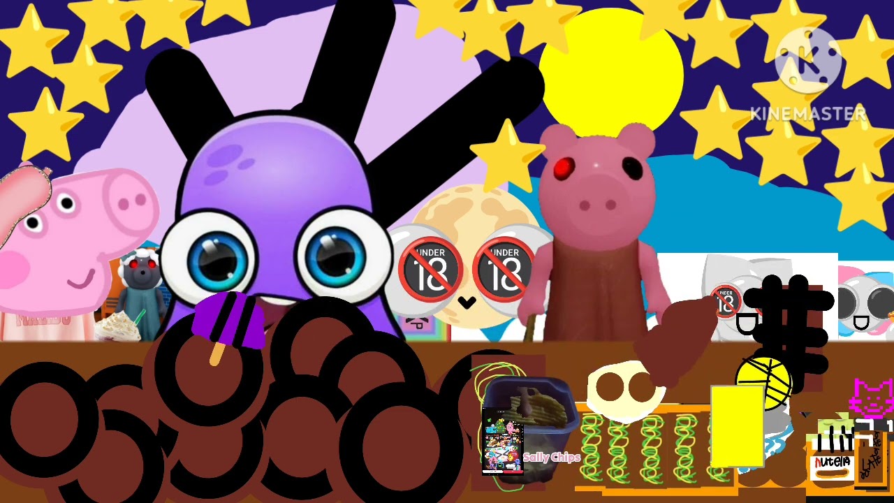 Preppy George Sheppy Moy Rainbow Fun The Moon Piggy Candy Cake  Mukbang Of With The Night Beach Heat