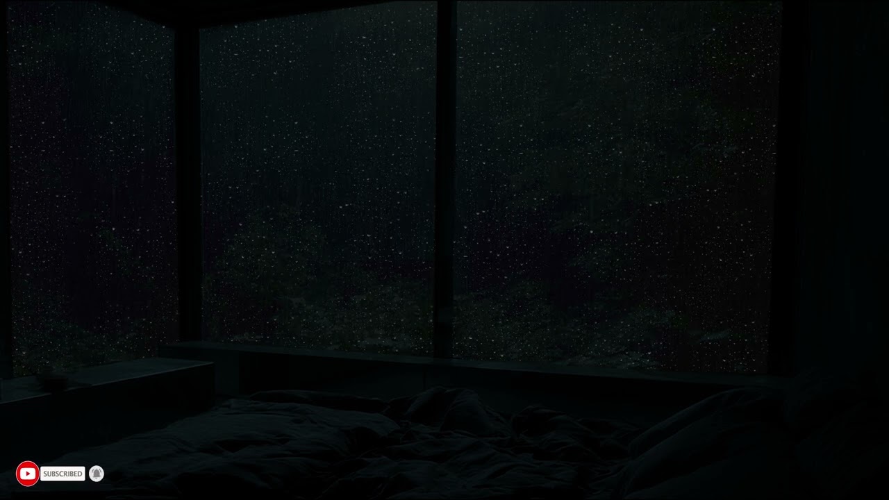 Midnight Silence In A Dark Room With Continuous Rain For Deep Thought And Sleep