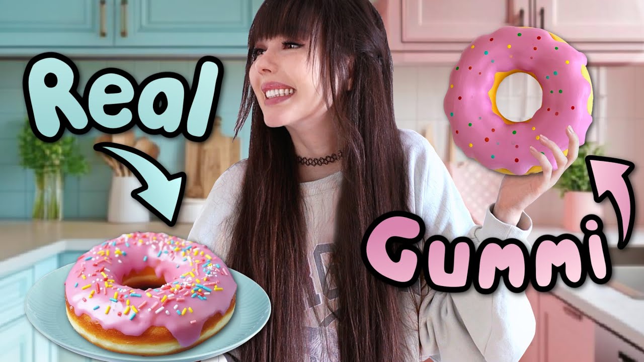 GUMMI vs. REAL 🍩 Wer bekommt das Gummi-Essen?!