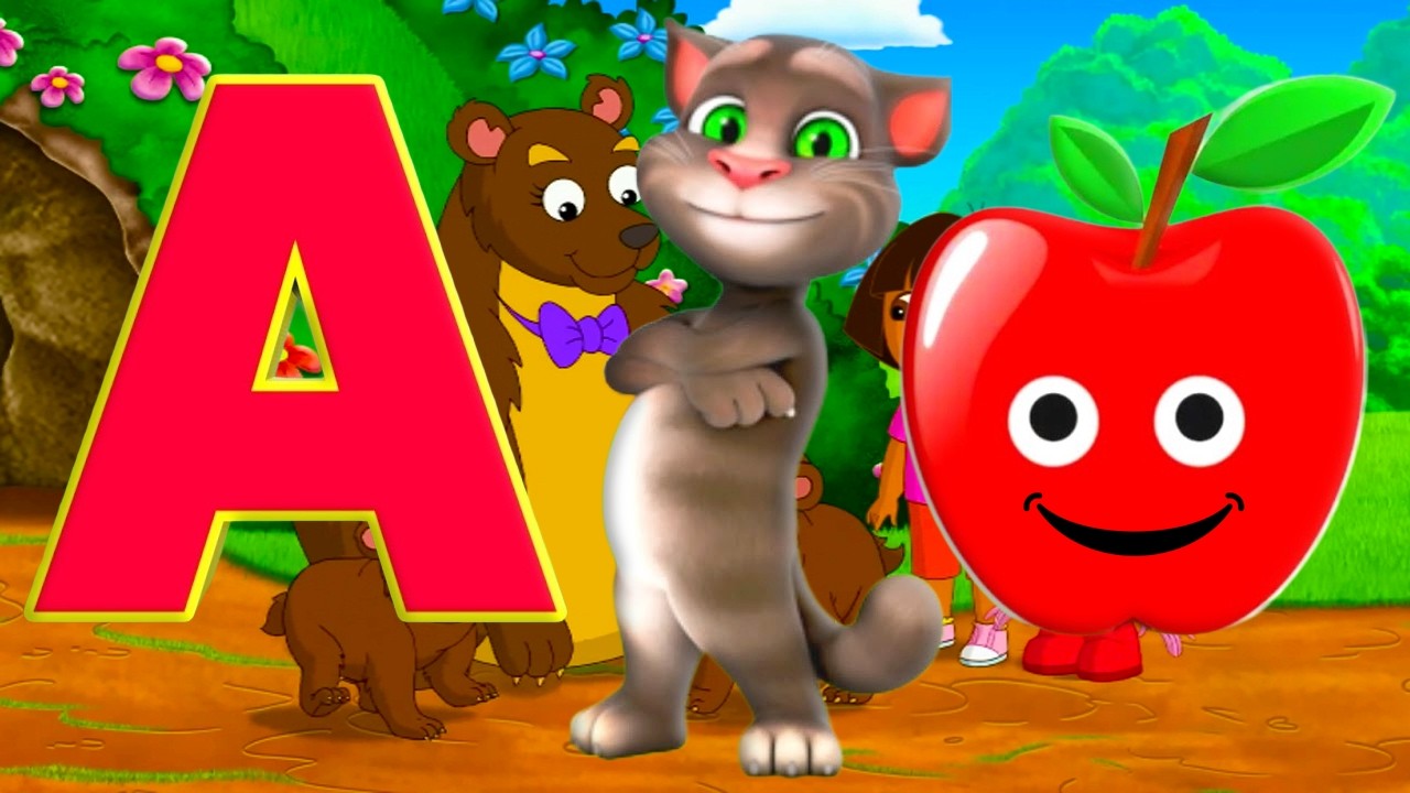 ABCD, A для яблока, 123 числа, счет от 1 до 10, один, два, три, учимся считать по алфавиту от A д...