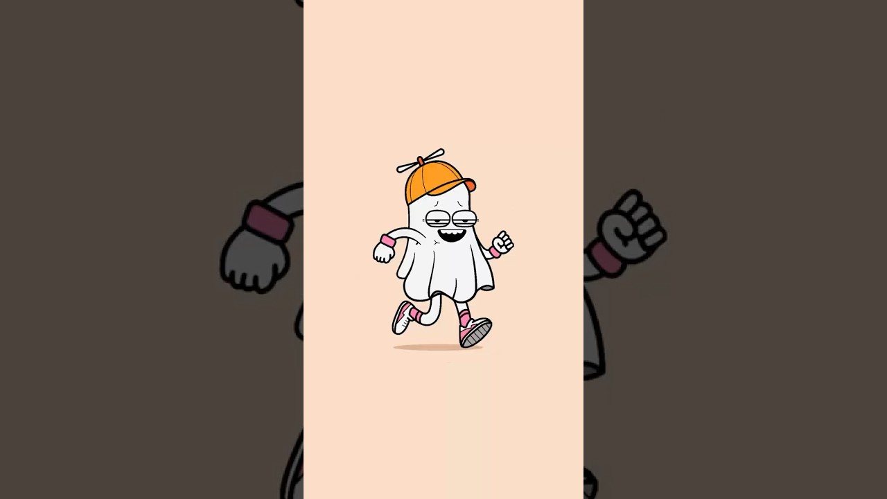 Ghost Running Retro Character. #drawing #tutorial #art #vector #character #retro #illustration