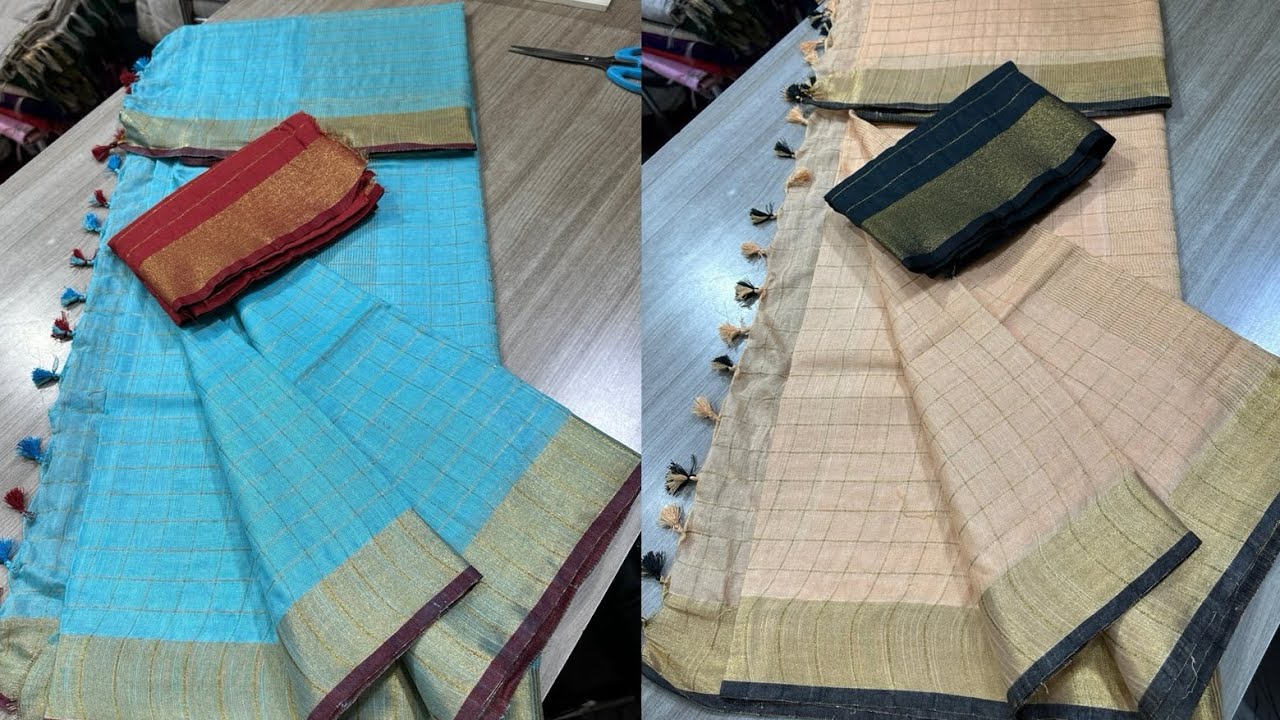 Semi linen saree with blouse #youtubeshorts #linensarees #saree 9476219269 WhatsApp 
