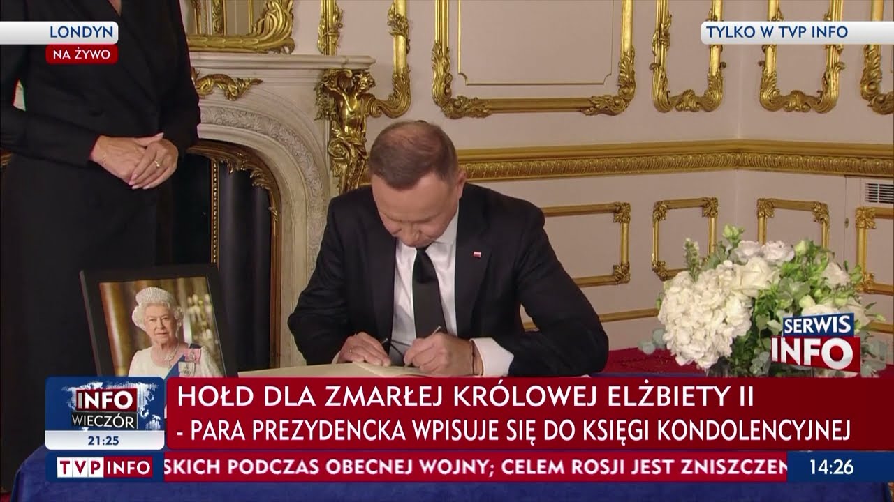 Prezydent RP Andrzej Duda oddał w niedzielę hołd brytyjskiej królowej Elżbiecie II