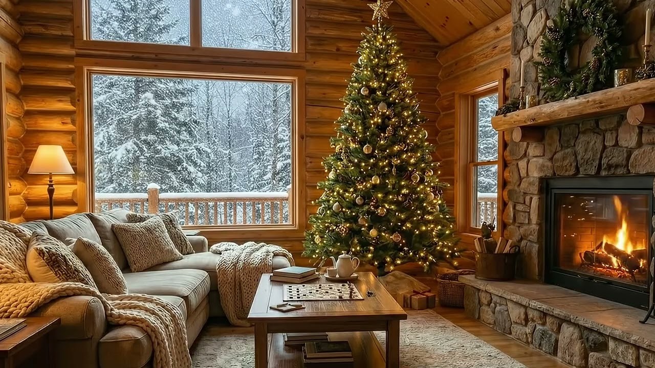 Cozy Winter Day at Home ❄️ Heavy Snow & Crackling Fireplace | Winter Ambience | 11 Hours