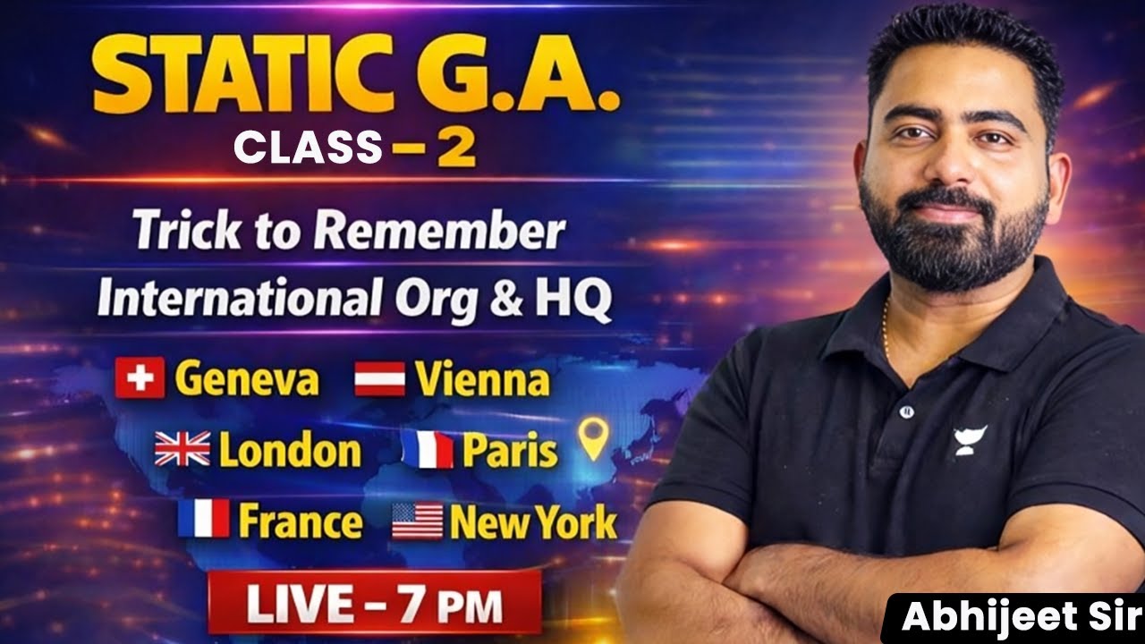 Static GA for International Organisations & Headquarters | Easy Trick to Remember Bank HQ | Part-2
