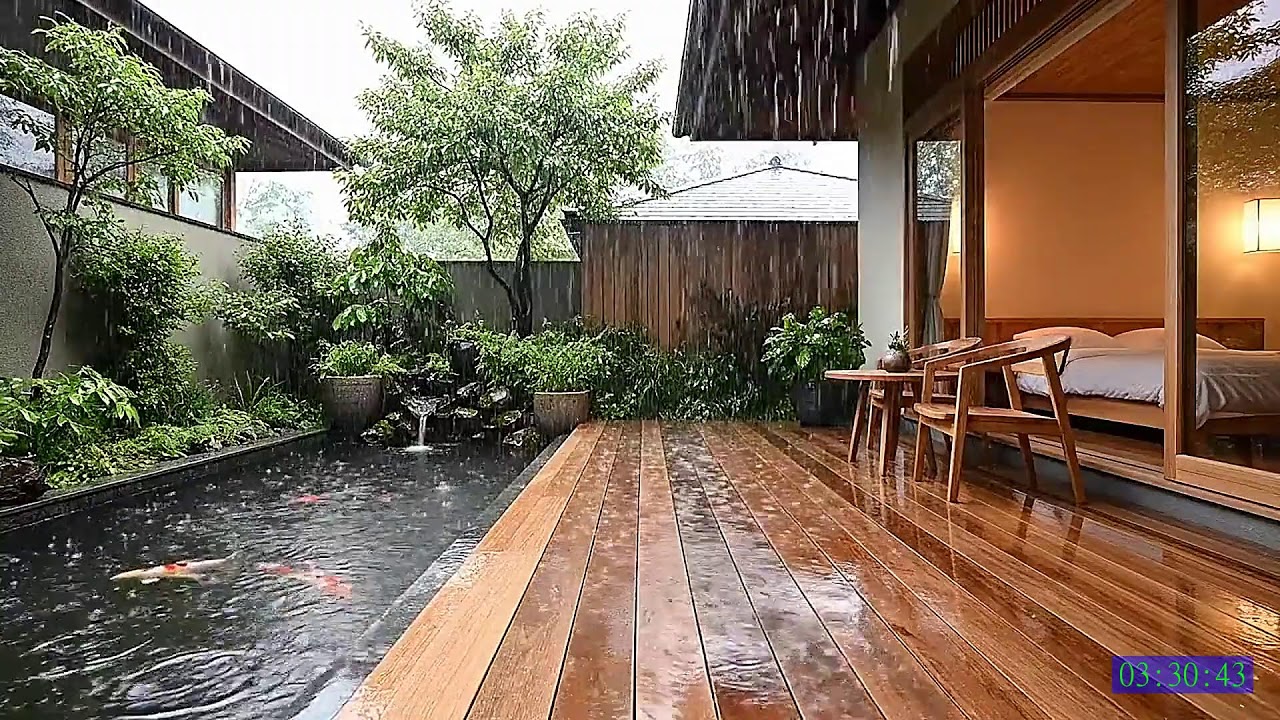 Rain Forest Night Ambience with Piano Music for Sleeping Peacefully