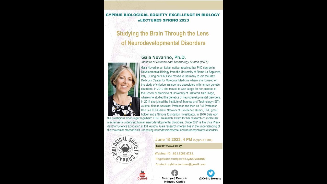 CBS Excellence in Biology Lectures Spring 2023- Dr. Gaia Novarino