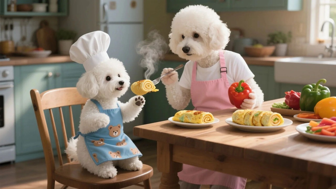 Let's see how mom dog reacts to baby puppy clumsiness in the kitchen!🍳Compilation