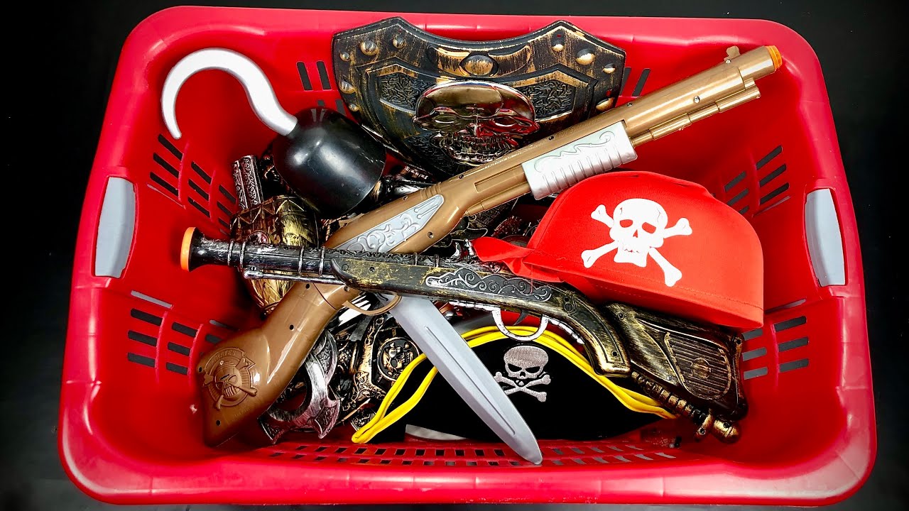 Red Box Filled with Pirate, Ocean Warriors Guns and Equipment