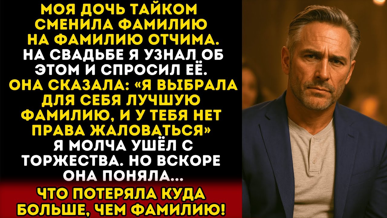 Моя дочь сменила фамилию на фамилию отчима. я узнал об этом на её свадьбе. и тогда я…