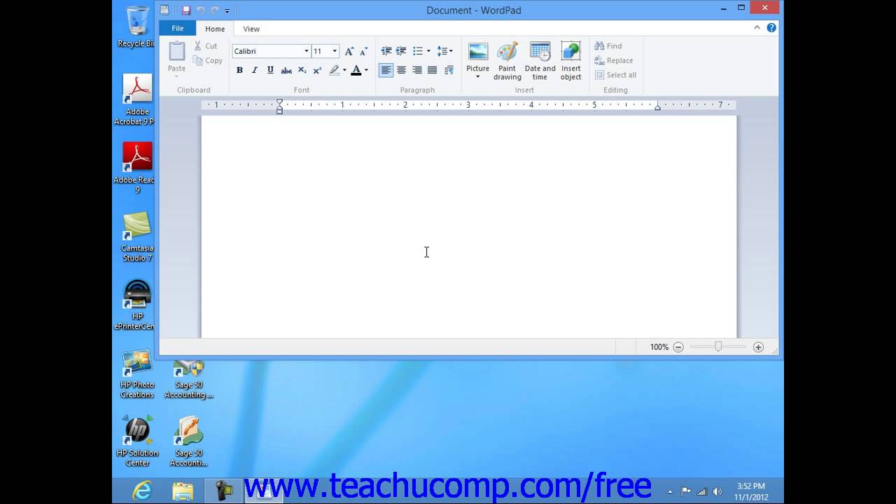 Windows 8 Tutorial Starting WordPad Microsoft Training Lesson 7.1