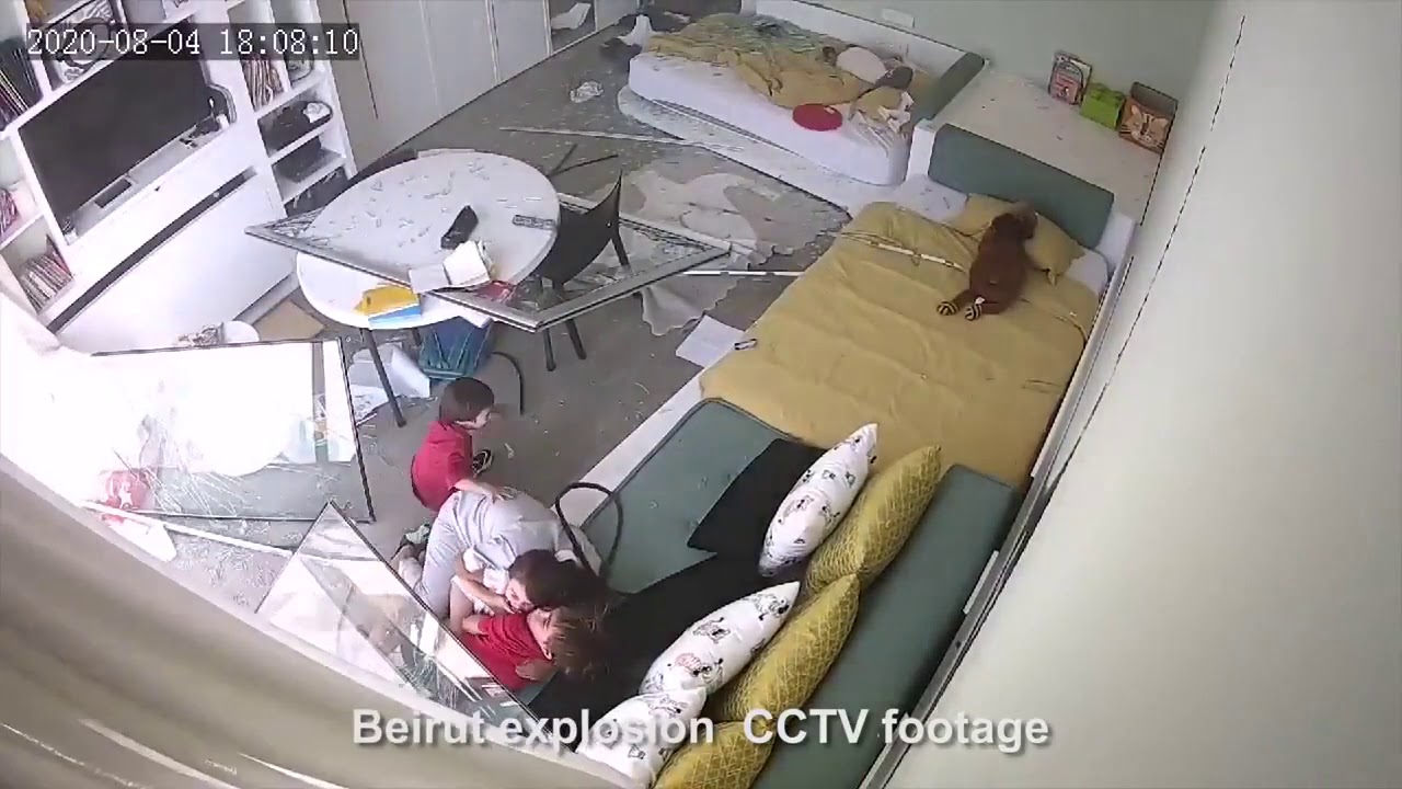 Massive Beirut explosion CCTv footage