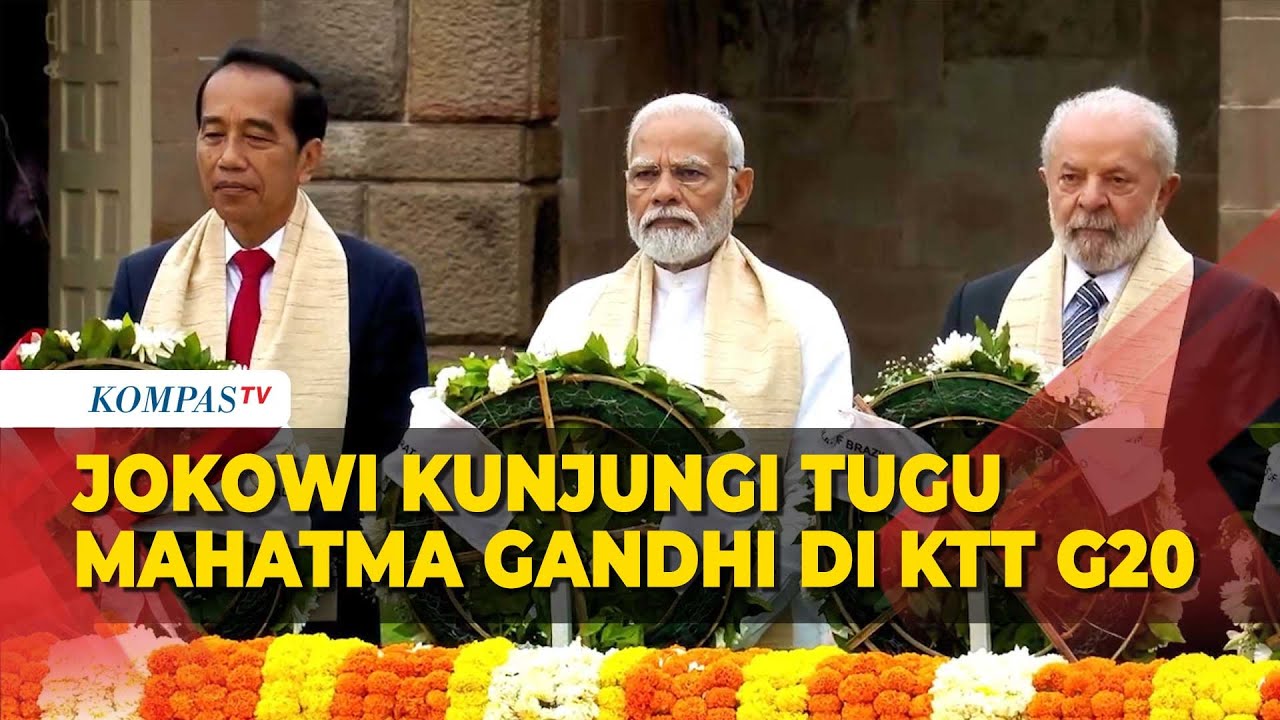 Momen Jokowi dan Kepala Negara G20 Kunjungi Tugu Mahatma Gandhi