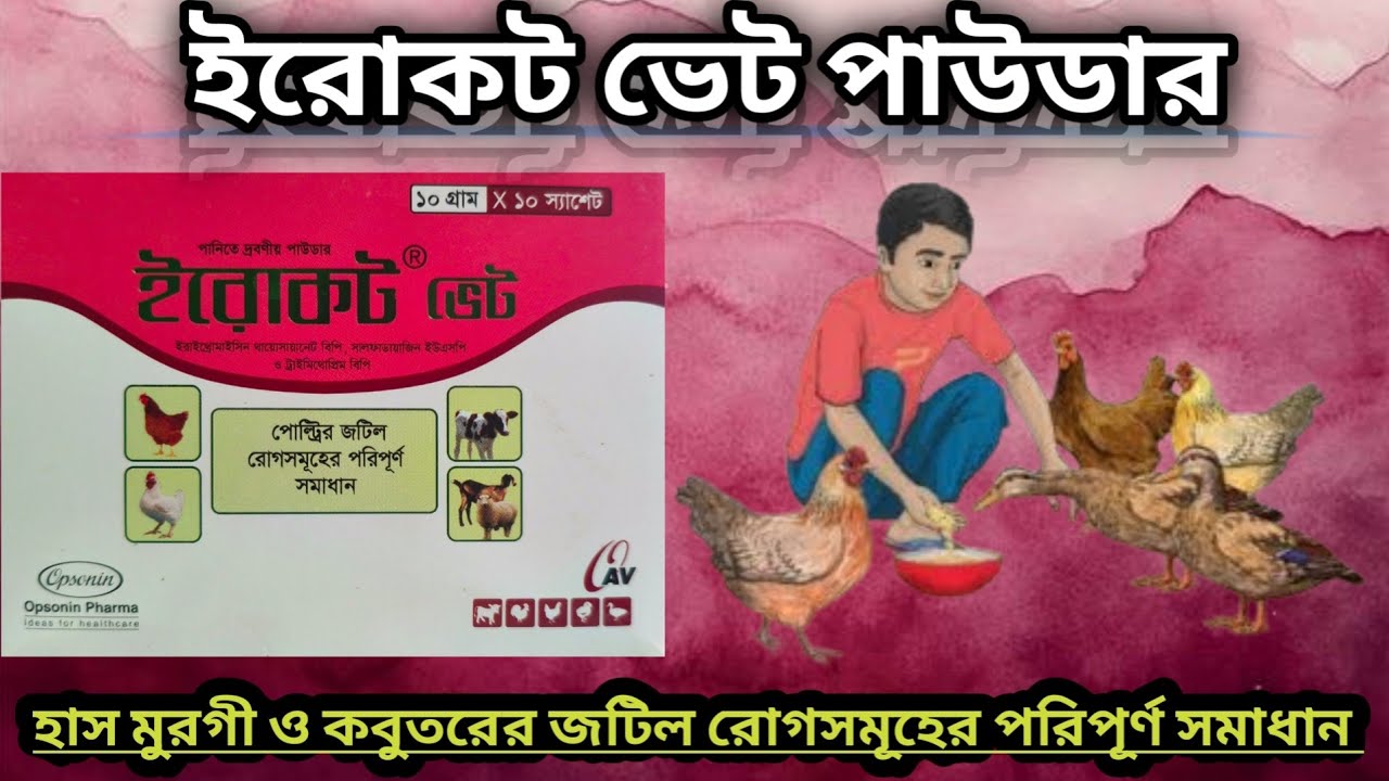ইরোকট ভেট / Erocot Vet হাস মুরগী ও কবুতরের জটিল রোগসমূহের পরিপূর্ণ সমাধান #veterinary #medicine