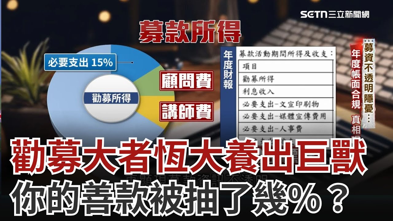你的善款被抽了幾%？勸募大者恆大養出巨獸 募資不透明藏隱憂...年度帳面合規 那真相呢？支出成本恐違法勸募法 捐款效益也被打了折扣｜募款的背叛｜一鍵看世界SET Global