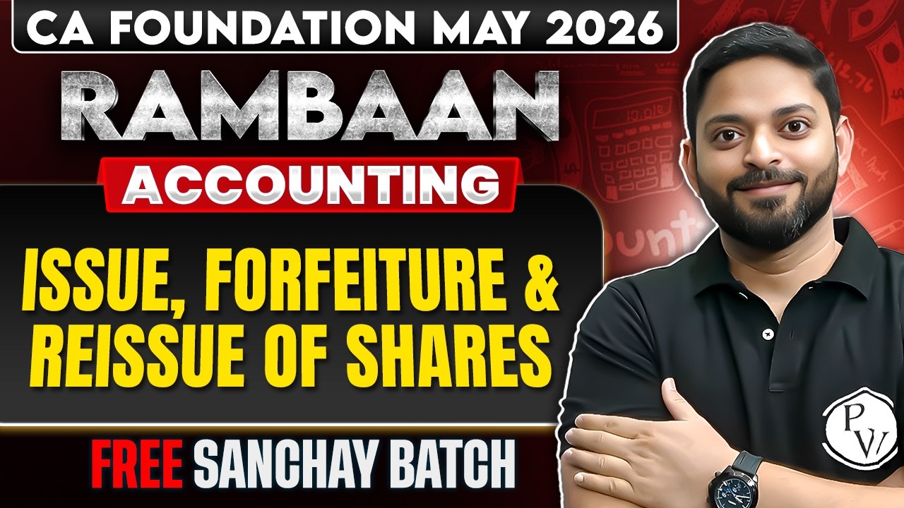 CA Foundation Accounting: Issue, Forfeiture & Reissue of Shares | May 2026 | CA Manish Mahajan