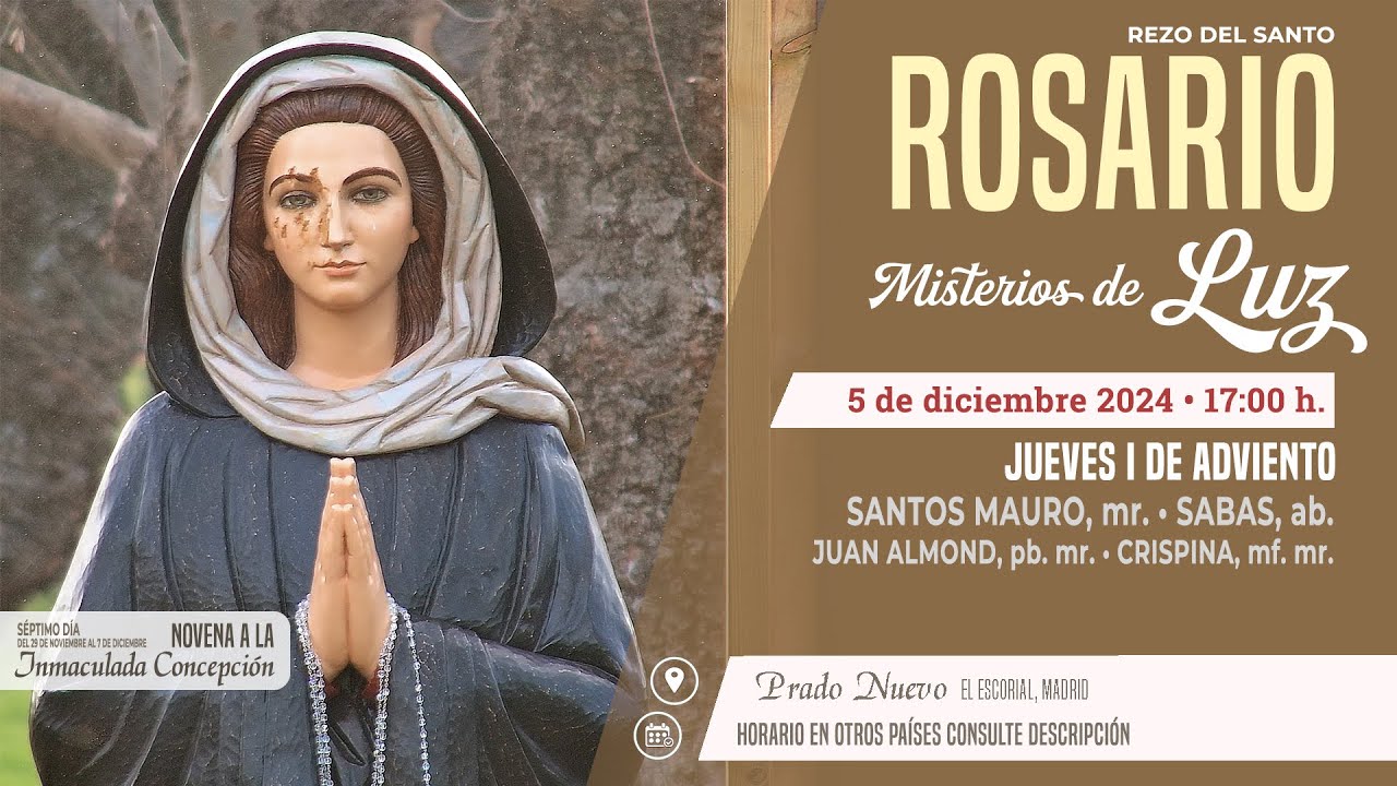 SANTO ROSARIO de hoy Jueves (Misterios Luminosos) en DIRECTO desde PRADO NUEVO a las 17:00 h.