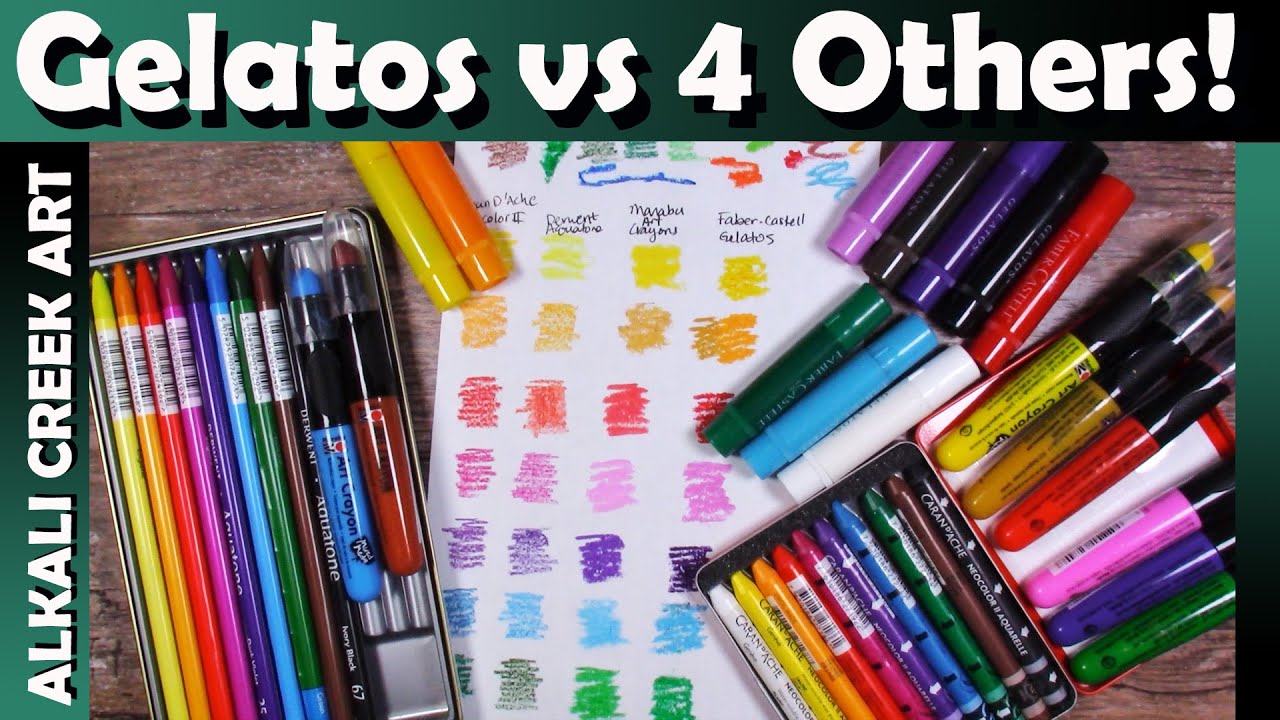 Faber-Castell Gelatos vs Marabu Art Crayons vs Caran D'Ache Neocolor IIs vs Derwent Aquatones!