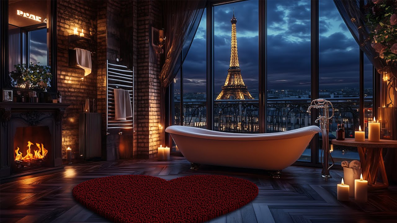 Relax From A Cozy Romantic Getaway In Paris❤️Valentines Day Ambience With Crackling Fireplace