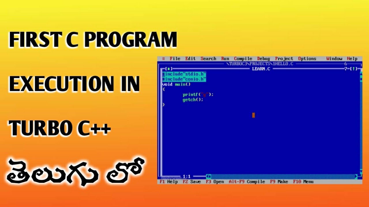 how to write/compile/run/execute c program in turbo c++ in telugu|how to run c program in turbo c++|