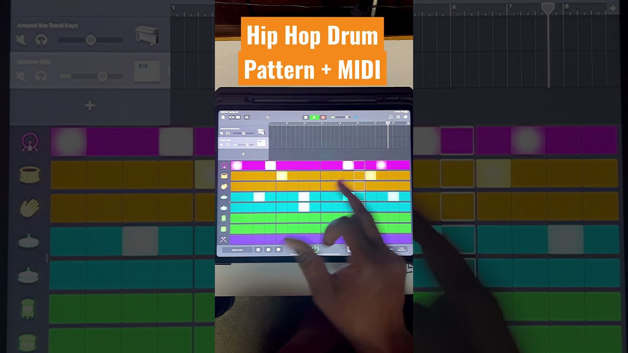 Making QUICK hip hop beat with beat sequencer & midi in GarageBand app. Using iPad Pro