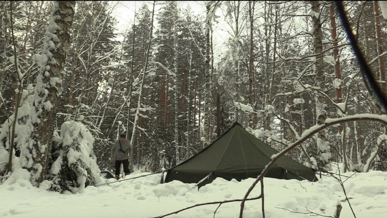 Solo Winter Overnight Camp 3/6 - Savotta Hawu 4 Hot Tent -  Savotta wood stove