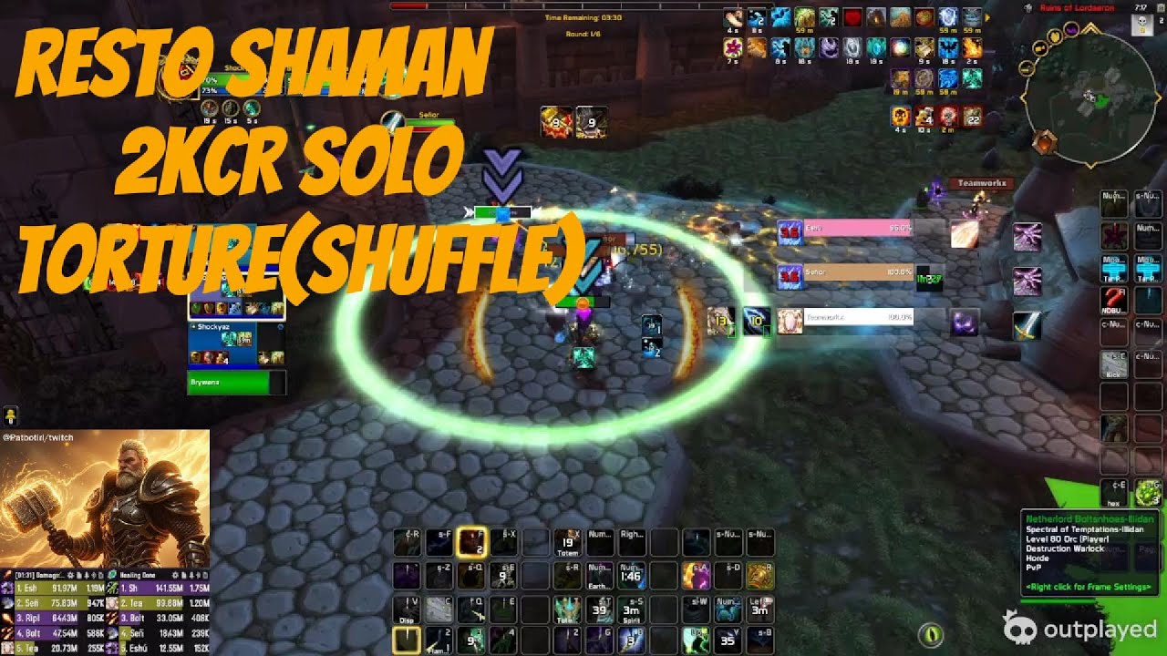 Resto Shaman 3v3 Solo Shuffle healing POV from 2k+ MMR games in War Within Patch 11.7
