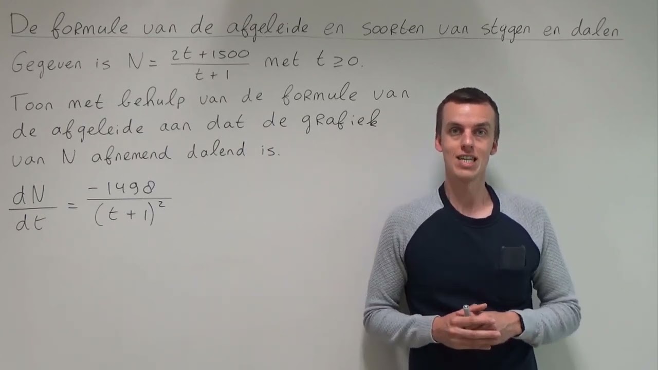 De formule van de afgeleide en soorten van stijgen en dalen (VWO wiskunde A)