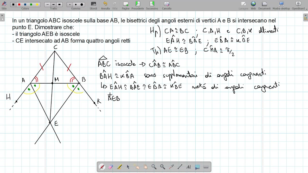 Risoluzione di un problema di geometria con i triangoli isosceli e i criteri di congruenza