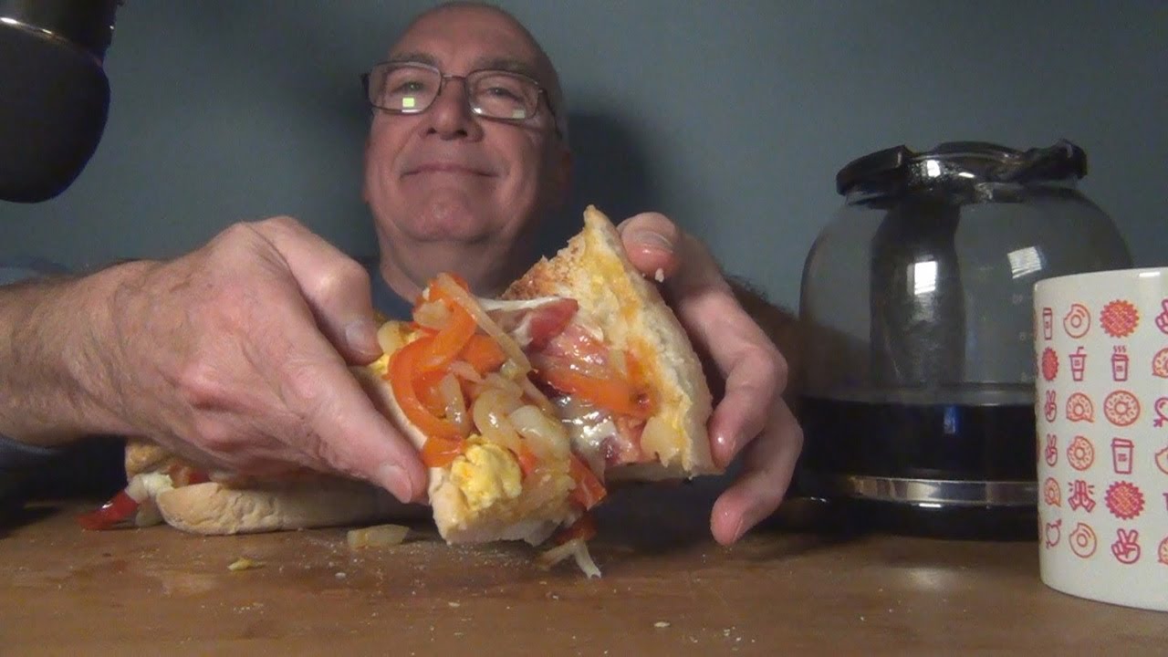 ASMR Eating a Homemade Pepper and Egg  Breakfast Sandwich