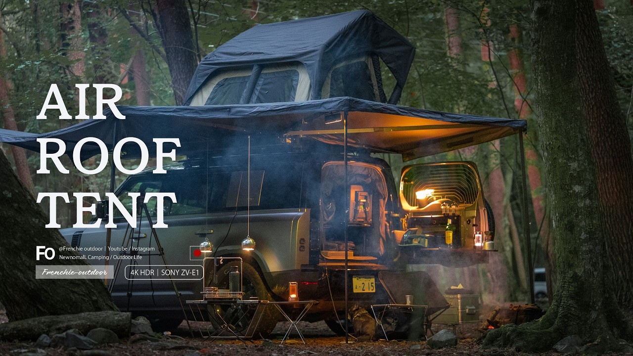 話題のエアルーフテントで富士山の麓にある林間と透明度の高い湖で夏キャンプ｜DEFENDER, Relaxing, ASMR, cozy camp ,4K HDR