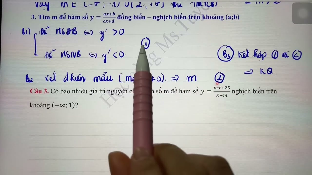 Toán 12.CĐ1.Tiết 2. Tìm m để hàm số đồng biến - nghịch biến trên khoảng