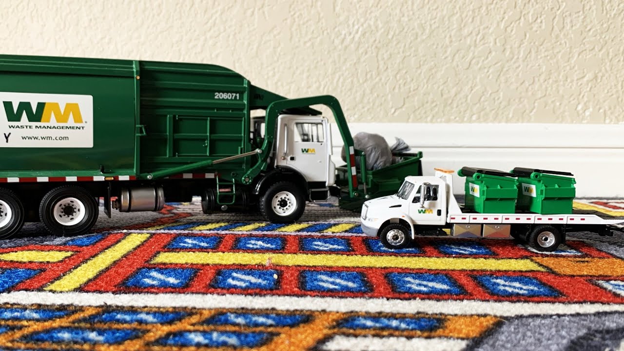 Waste Management Roll-Off Truck & First Gear Front Loader Garbage Truck Work l Garbage Trucks Rule