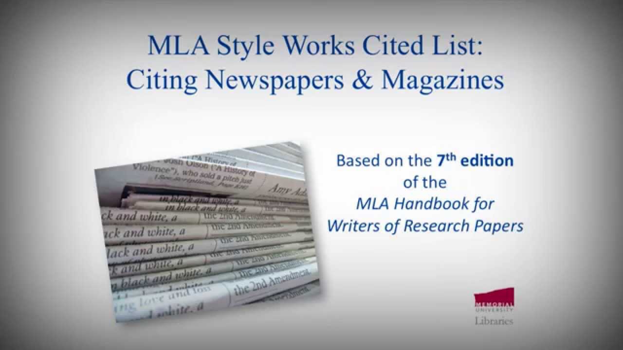 MLA Style Works Cited List: Citing Newspapers & Magazines