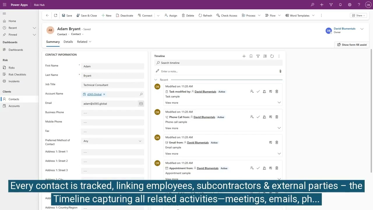 Demonstration of Microsoft Dynamics 365 for Risk & Safety Management