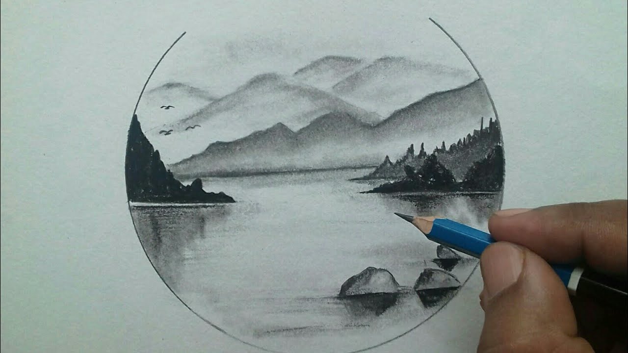 How to draw beautiful scenery of nature easy for beginners / pencil drawing tutorial