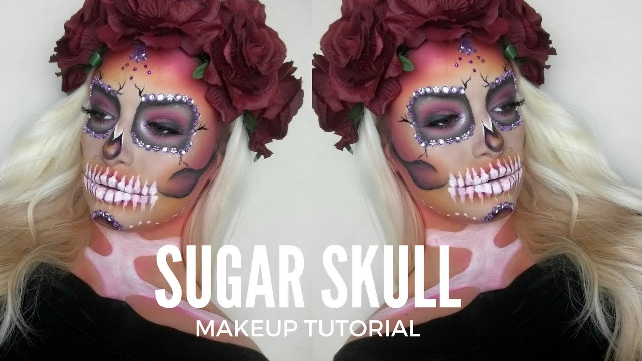 SUNSET SUGAR SKULL HALLOWEEN MAKEUP TUTORIAL | glitzygoddess x